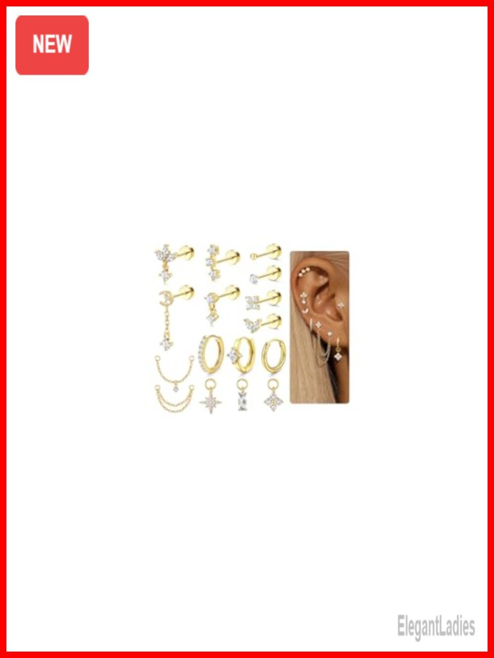 16G Cartilage Earrings Hypoallergenic Surgical Steel Flat Back Studs